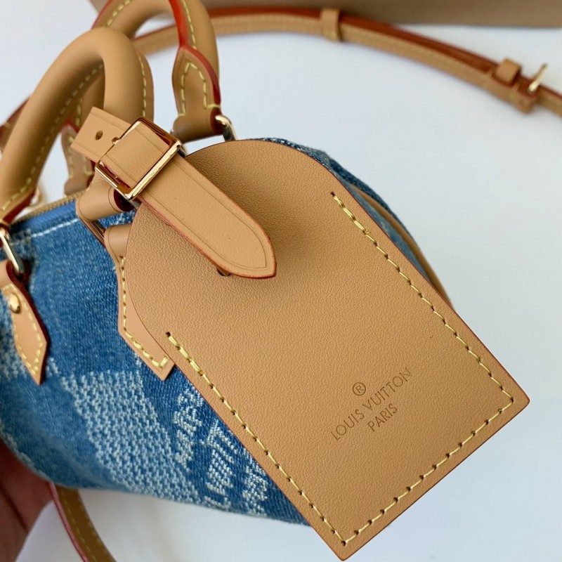 L0*is V*t0n The new SPEEDY 18bandouli ère tannin denim handbag N40682 Size:18*12*10cm