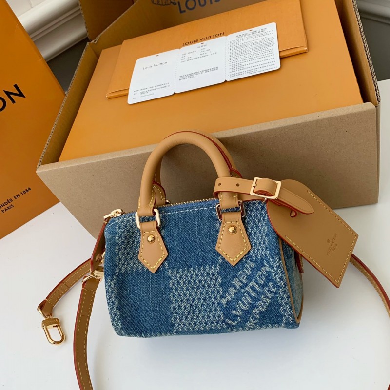 L0*is V*t0n The new SPEEDY 18bandouli ère tannin denim handbag N40682 Size:18*12*10cm