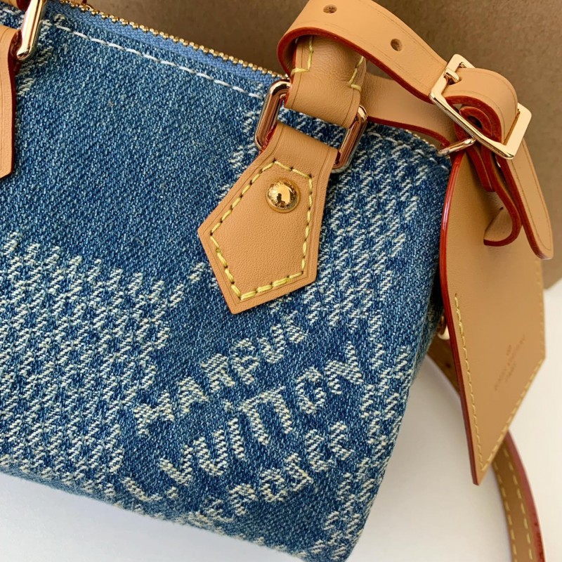 L0*is V*t0n The new SPEEDY 18bandouli ère tannin denim handbag N40682 Size:18*12*10cm