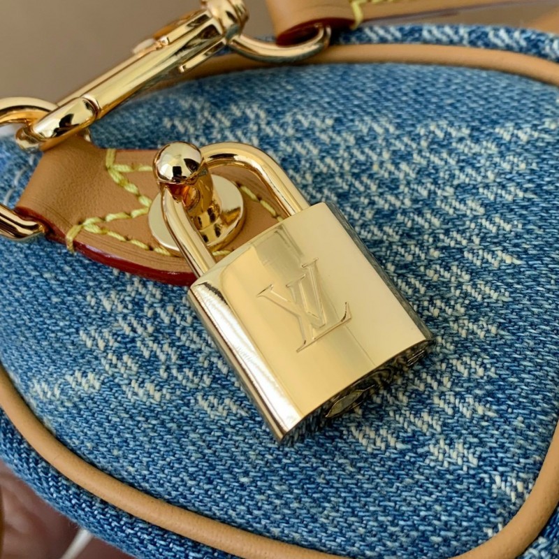 L0*is V*t0n The new SPEEDY 18bandouli ère tannin denim handbag N40682 Size:18*12*10cm