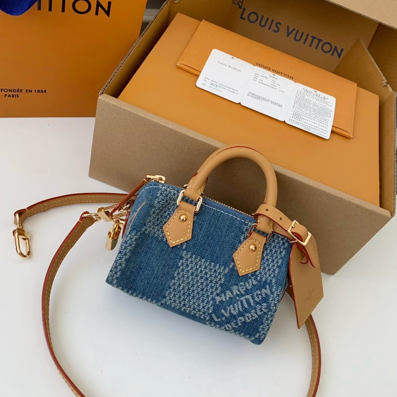 L0*is V*t0n The new SPEEDY 18bandouli ère tannin denim handbag N40682 Size:18*12*10cm