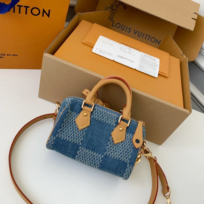 L0*is V*t0n The new SPEEDY 18bandouli ère tannin denim handbag N40682 Size:18*12*10cm