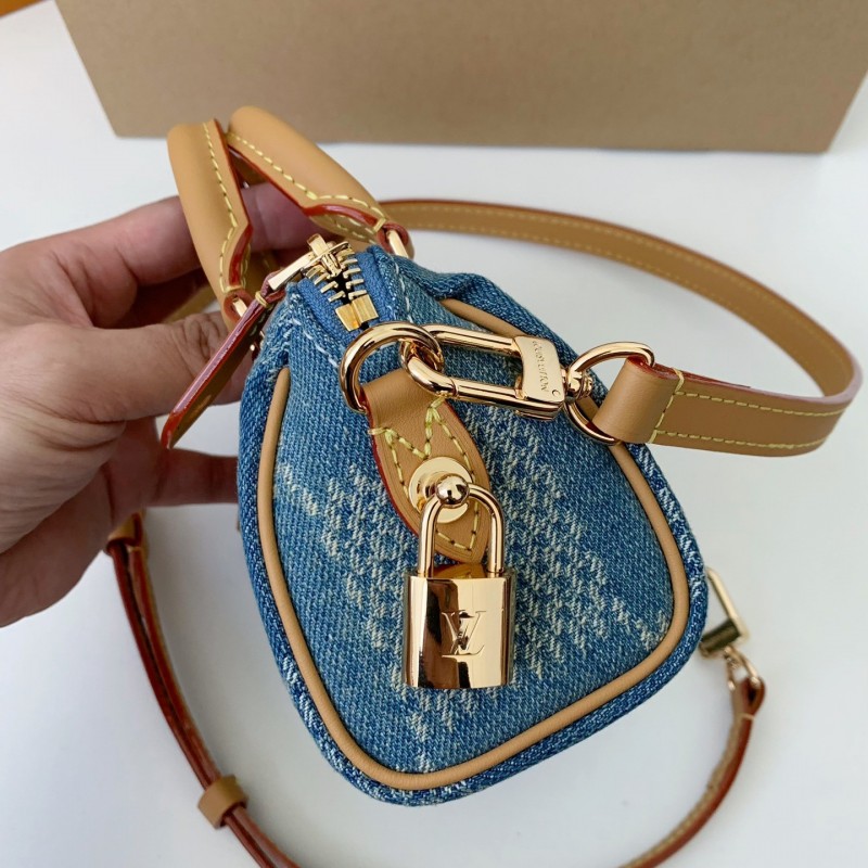 L0*is V*t0n The new SPEEDY 18bandouli ère tannin denim handbag N40682 Size:18*12*10cm