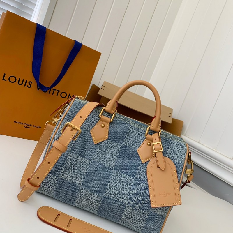 L0*is V*t0n The new SPEEDY 25bandouli ère tannin denim handbag N40700 Size:25*15*15cm