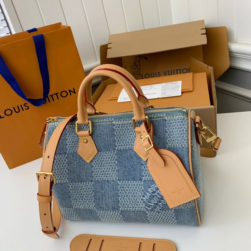 L0*is V*t0n The new SPEEDY 25bandouli ère tannin denim handbag N40700 Size:25*15*15cm