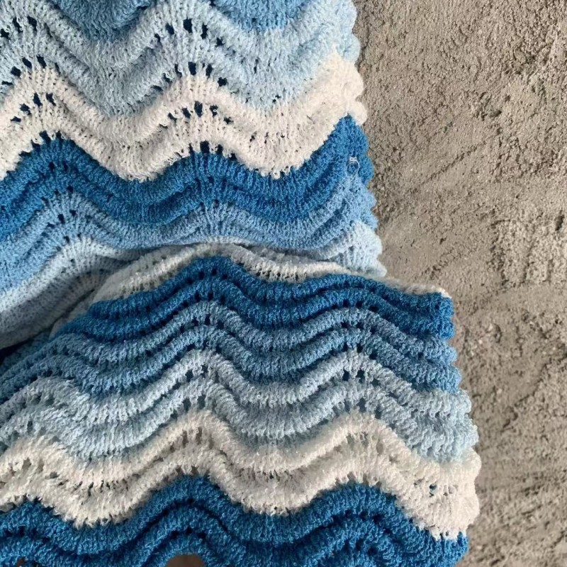 Casablanca Blue cotton high-density knitted, water ripple gradient shorts