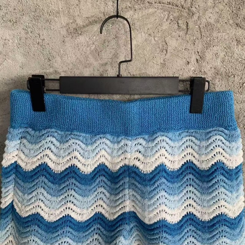 Casablanca Blue cotton high-density knitted, water ripple gradient shorts