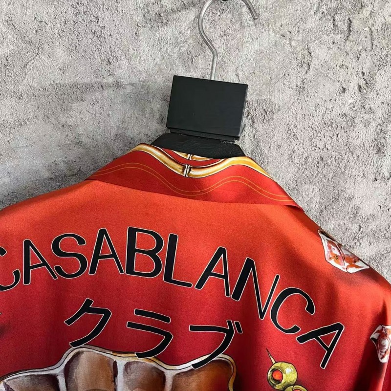 CASABLANCA SpringSummer Red Printed Silk T-Shirt
