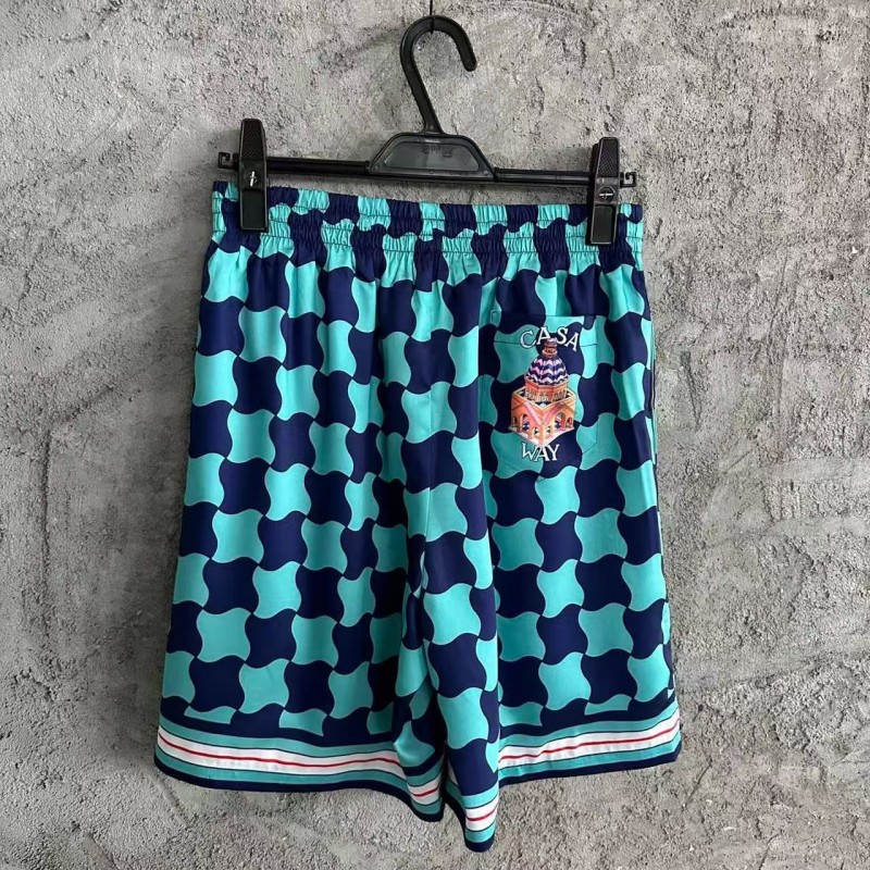 CASABLANCA SpringSummer Geometric Silk Plaid Shorts