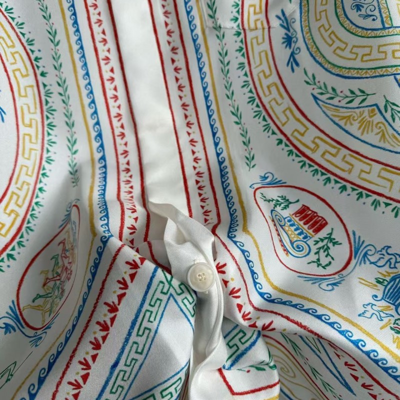 CASABLANCA White linen T-shirt with totem pattern