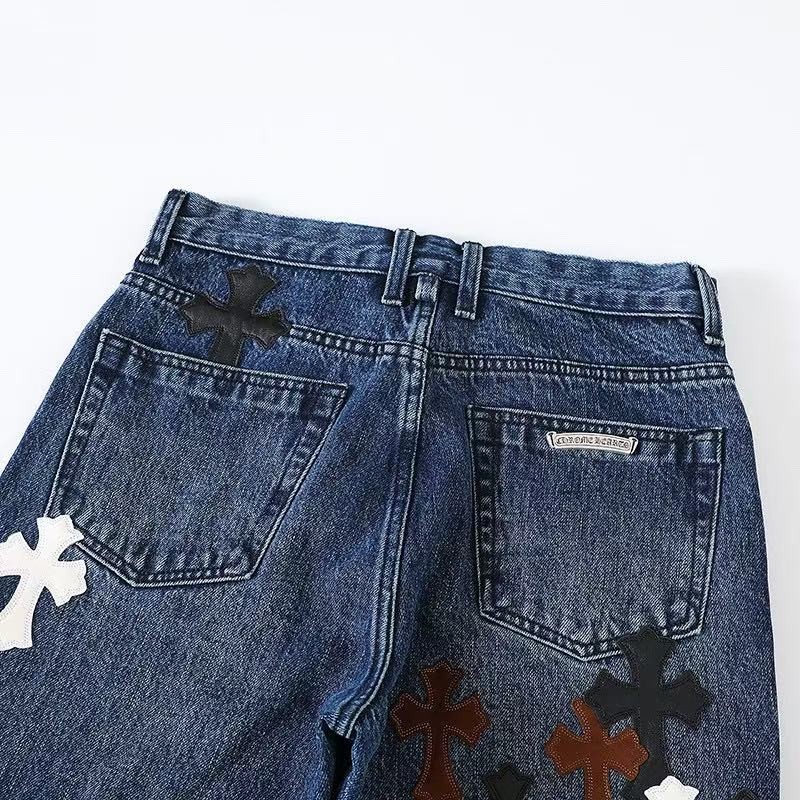 Ch**me He**ts Black White Brown Suede Cross Blue Jeans