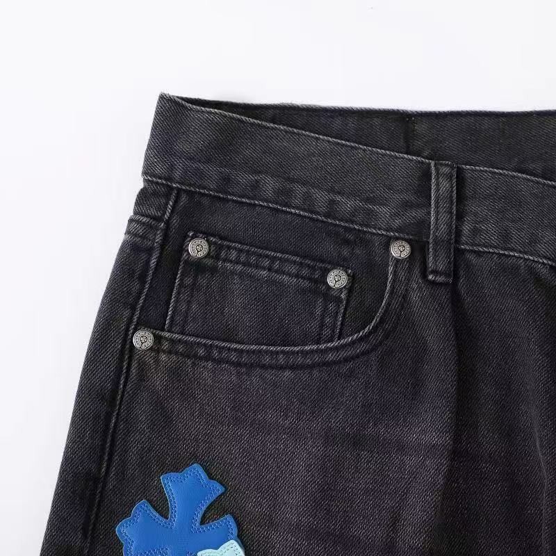 Ch**me He**ts London Limited Edition Blue Leather and Black Jeans