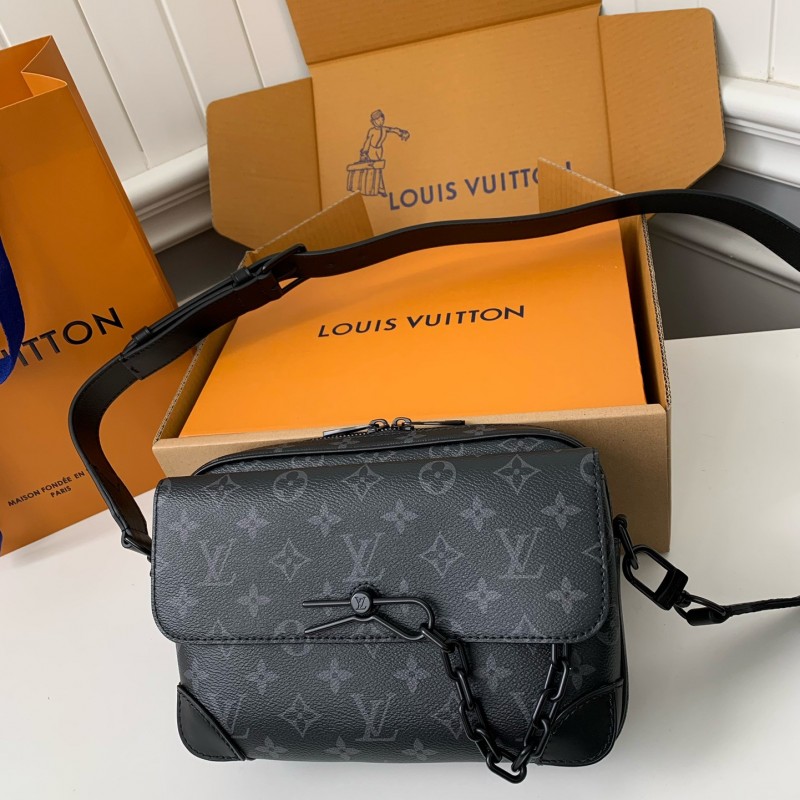 L0*is V*t0n AutumnWinter New STEAMER Black Flower Messenger Bag M46795, Top Quality