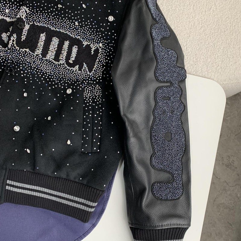 L0*is V*t0n FW23 lettered beaded embroidered leather jacket