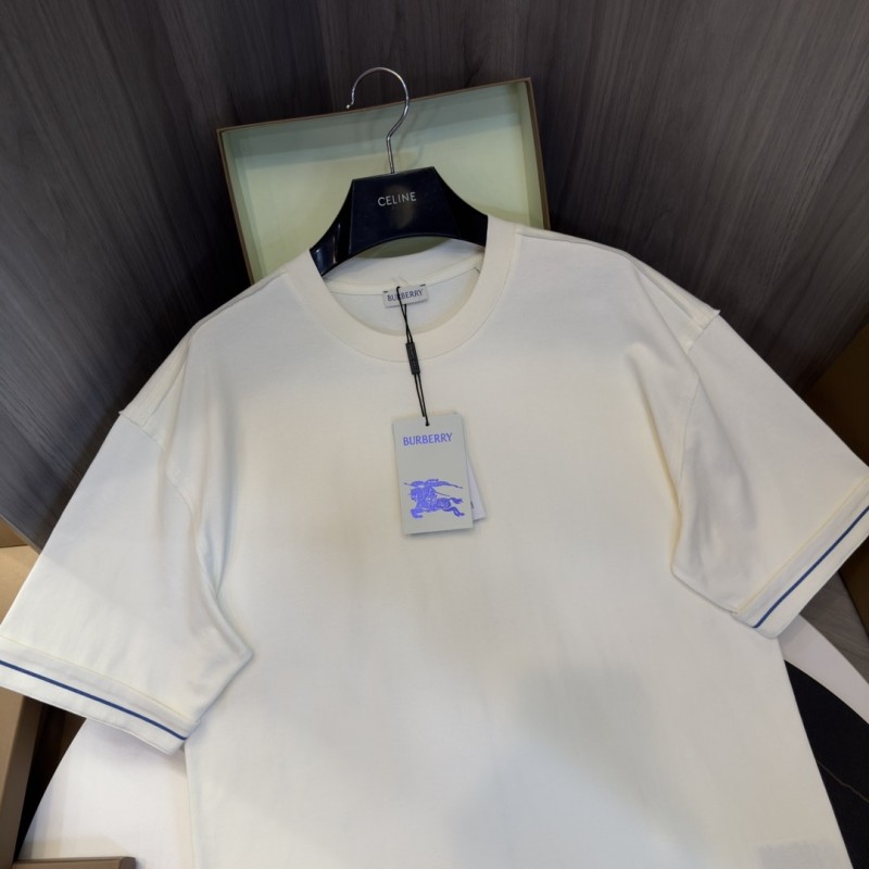 B**rry 2024ss the latest white cloth cuffs stitching small war horse printed cotton t-shirt